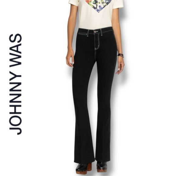 JOHNNY WAS Rue De La Flare Jean True Black Wash Flare Leg Jeans in the Size 32 - Picture 6 of 12
